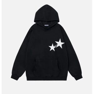Aelfric Eden L Star Color Contrast Hoodie White Black Relaxed Fit Goth Grunge
